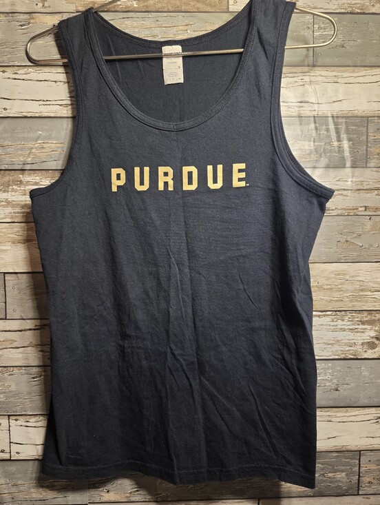 Tops - Purdue Women’s Navy Tank Top with Gold Lettering